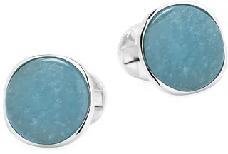 Ox & Bull Trading Co. Sterling Silver & Aquamarine Jade Cufflinks