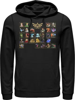 Men's Nintendo Legend of Zelda Ocarina Periodic Table Pull Over Hoodie - Black - 3X Large
