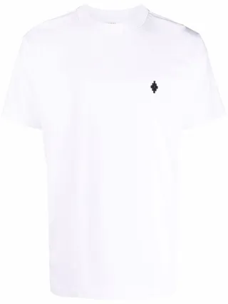 Cross-logo embroidered cotton T-shirt