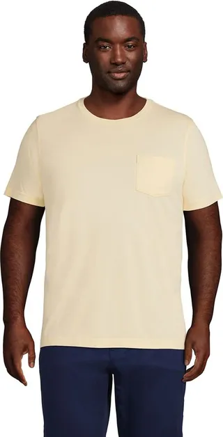 Lands' End Men's Big Short Sleeve Supima Tee With Pocket - 2X Big - Golden Candle Light