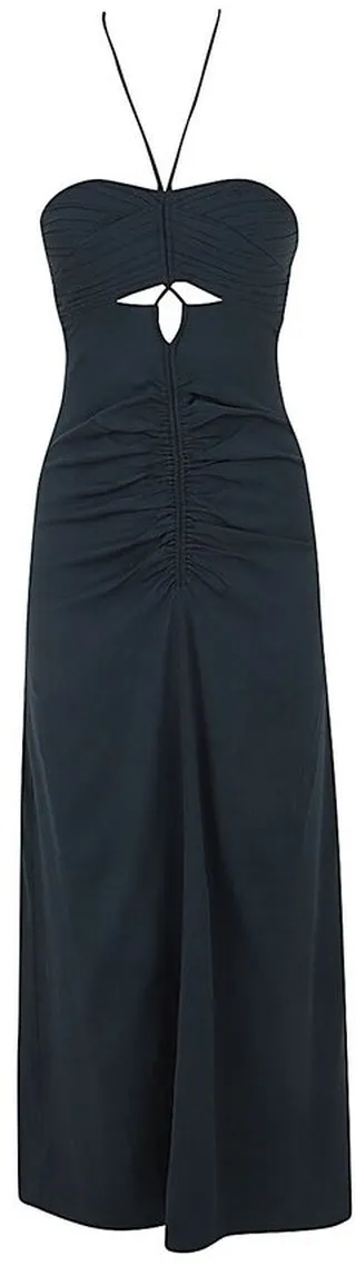 Self-Portrait Ruched Detail Cut-Out Midi Dress