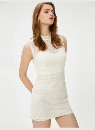 Slim Fit Bridal Lacy Mini Dress