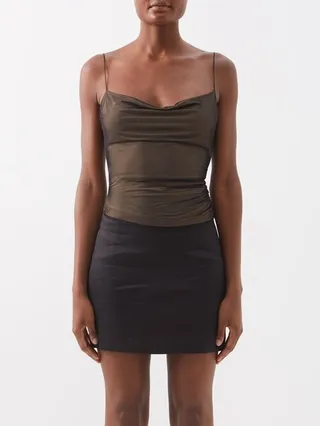 Lilburn Mesh-layered Satin Cami Top