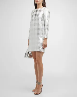 Large Gingham Sequin Mini Dress