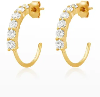 Yellow Gold Small 4-Prong Diamond Hoop Earrings