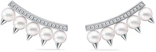 18kt white gold Collection Line Danger plus diamond pavé earrings