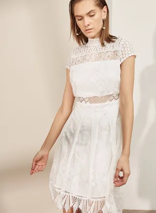 High Neck Scallop Lace Dress