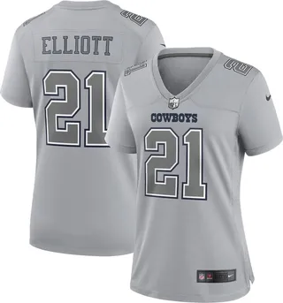 Women's Nike Ezekiel Elliott Gray Dallas Cowboys Atmosphere Fashion Game Jersey