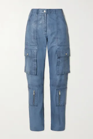 REMAIN Birger Christensen - Dagmar Leather Straight-leg Cargo Pants - Blue