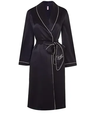 Classic Contrast-Pipping Silk Robe