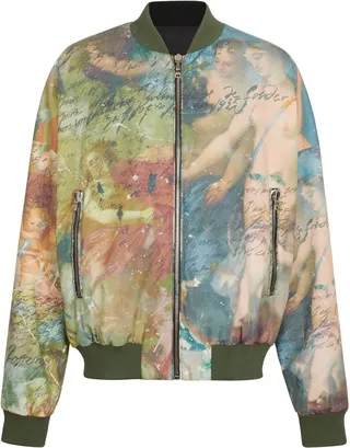 Painting-Print Reversible Bomber Jacket