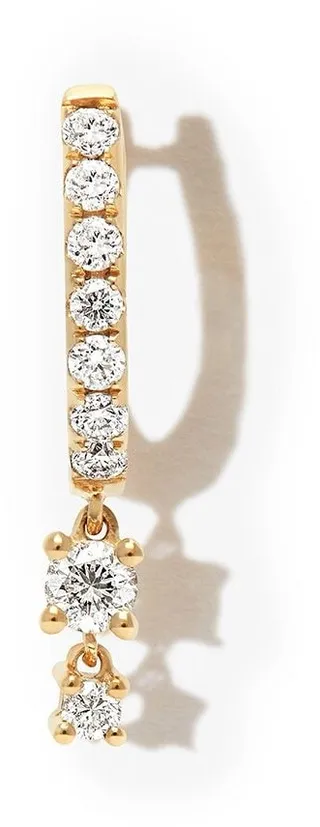 14kt Yellow Gold Diamond Mini Hoop Earring