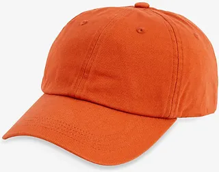 Mens Rust Red Logo-embroidered Cotton-twill Baseball cap