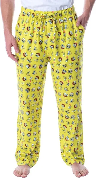 Nickelodeon Men's SpongeBob SquarePants Expressions Loungewear Pajama Pants (MD) Yellow