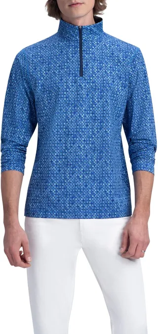 Men's OoohCotton® Print Stretch Half Zip Pullover