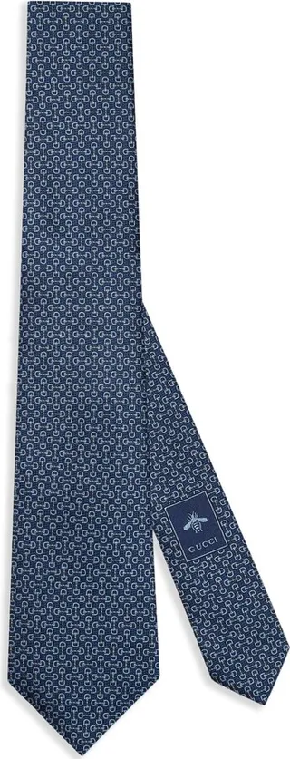 Horsebit jacquard silk tie