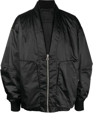 Collarless Double-Neck Bomber Jacket