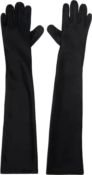 Anna Sui SSENSE Exclusive Black Satin Long Gloves