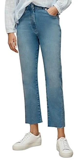 Whistles Frayed Hem Straight Leg Jeans in Blue
