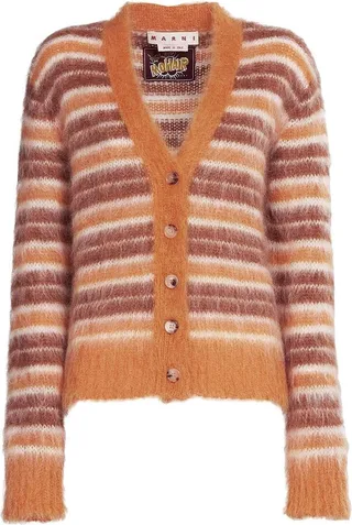 V-neck striped mohair cardigan