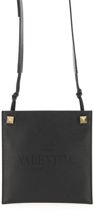 Valentino Garavani Rockstud Logo Embossed Crossbody Bag