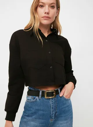Croc Look Buckled Belt