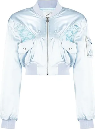 Cut-Out Cropped Bomber Jacket