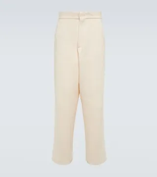 Wide-leg cotton boucle pants