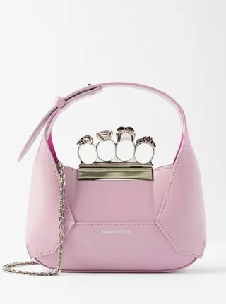 Four Ring Small Crystal & Leather Shoulder Bag