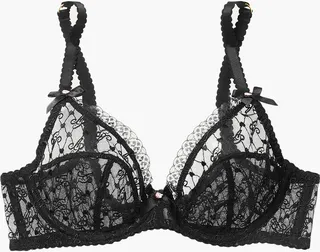 Dorotia lace-trimmed embroidered stretch-tulle underwired bra