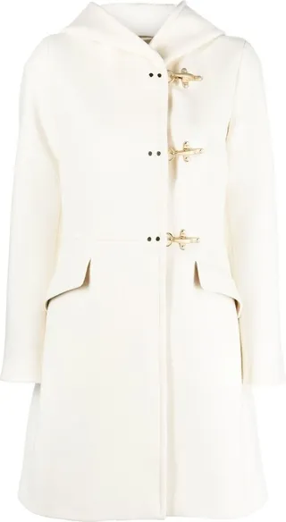 Double-Breasted Hooded Wool Coat