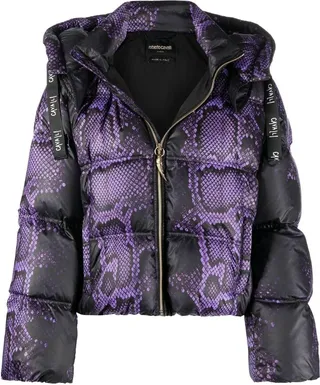 Snake-Print Padded Jacket