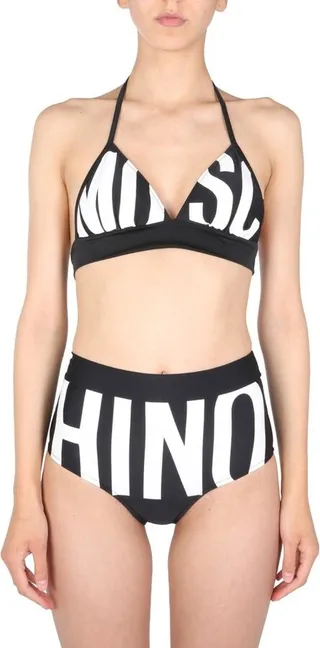 Moschino Maxi Logo Print Bikini Top