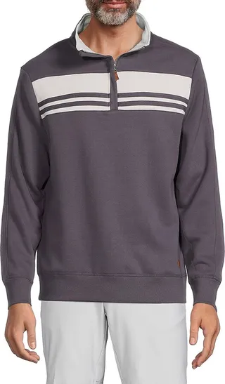 Later Striped Mockneck Zip Sweater
