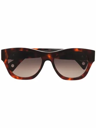Tortoiseshell-Effect Logo-Plaque Sunglasses