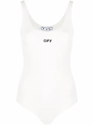 Logo-Print Ribbed Bodysuit