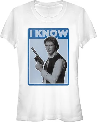 Junior's Star Wars Han Solo Quote I Know T-Shirt - White - Medium