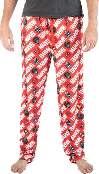 MARVEL Officially Licensed Red AOP Mens Pajama Pants Sleepwear-M