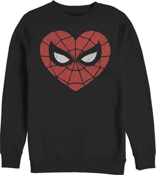 Men's Marvel Valentine's Day Spider-Man Heart Mask Sweatshirt - Black - Medium