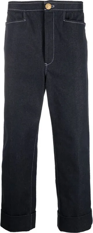 Turn-Up Hem Straight-Leg Trousers