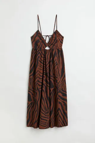 V-neck Drawstring-detail Dress