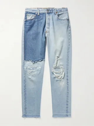 Ken Slim-Fit Panelled Distressed Jeans