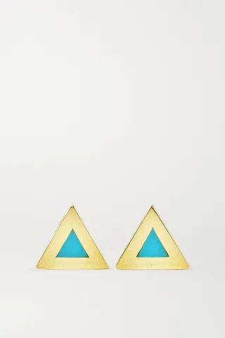 Jennifer Meyer - Mini Triangle 18-karat Gold Turquoise Earrings - One size