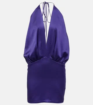 Halterneck satin minidress
