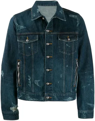 Distressed-Effect Denim Jacket