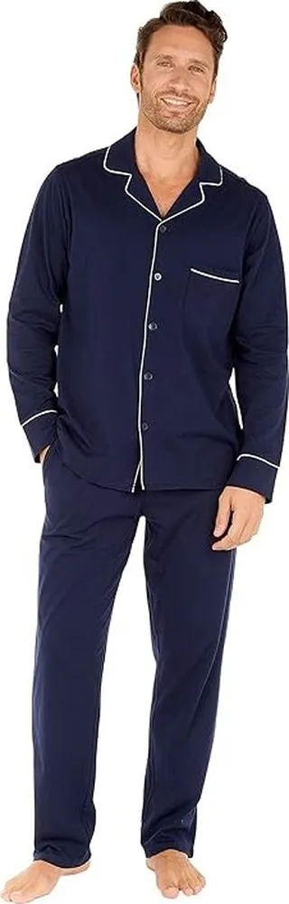 HOM Samena Long Sleepwear (Navy) Men's Pajama Sets