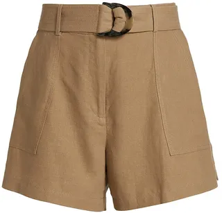 Sutter Linen-Blend Belted Cargo Shorts