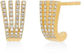 Diamond Reverse Multi Huggie Hoop Earrings