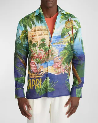 Men's Capri Graphic Linen Sport Shirt