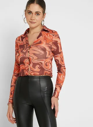 Printed Button Detail Shirt